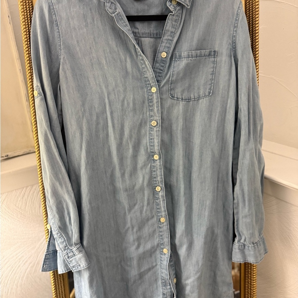 Lord & Taylor Light Blue Denim Shirt Dress
